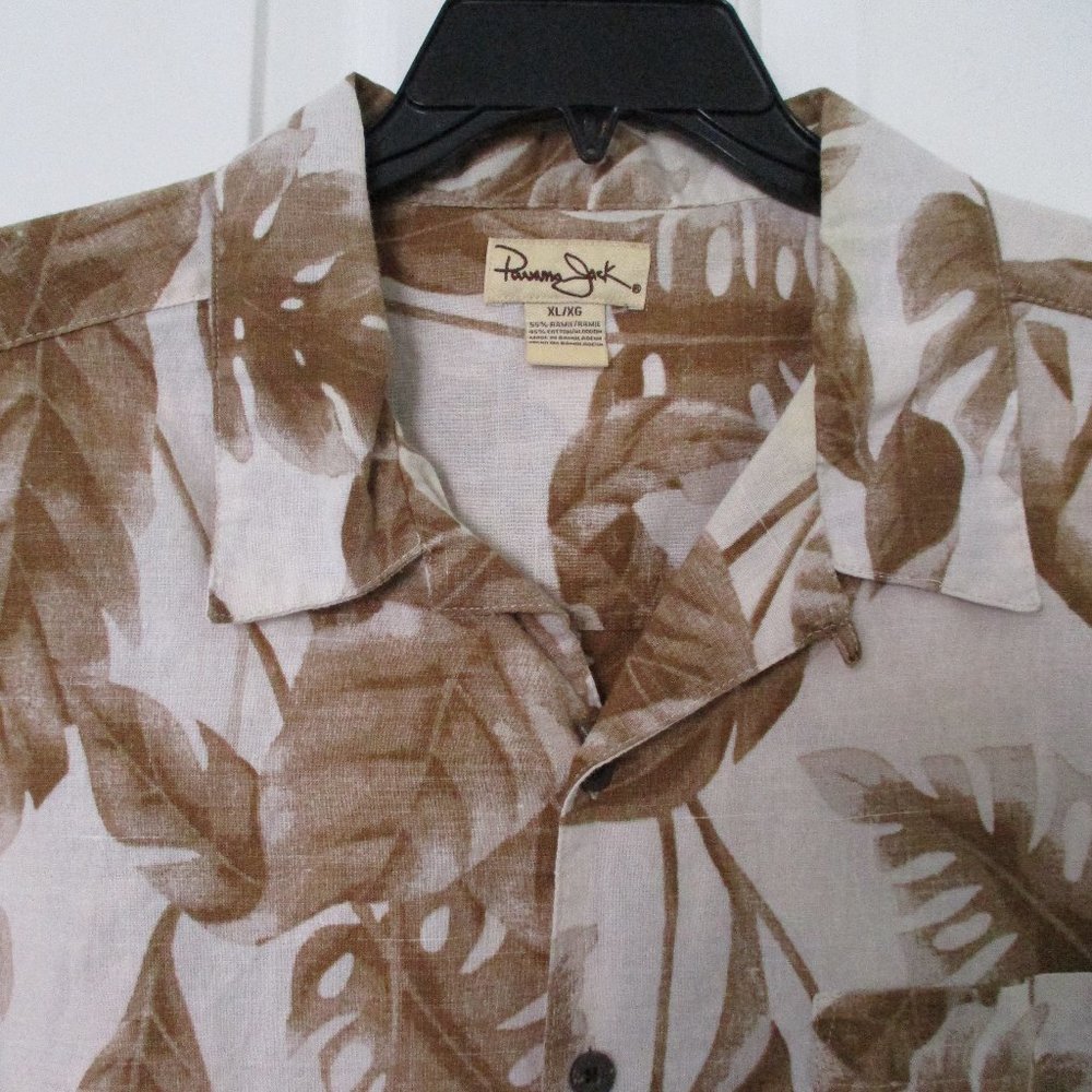 Panama Jack Mens Brown Ramie Cotton Casual Hawaiian Shirt - XL